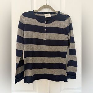 Michael Stars Cashmere Wool Blend Striped Sweater Size S Navy Gray Soft Knit